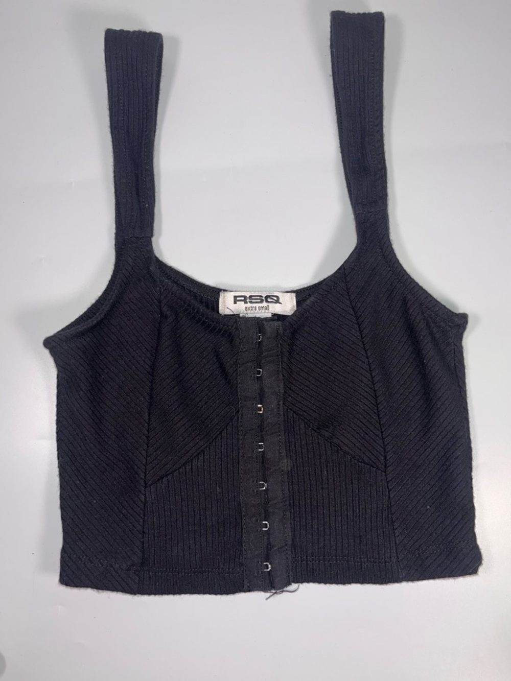 RSQ Black Hook and Eye Clasp Crop Top Size XS - Picture 3 of 4